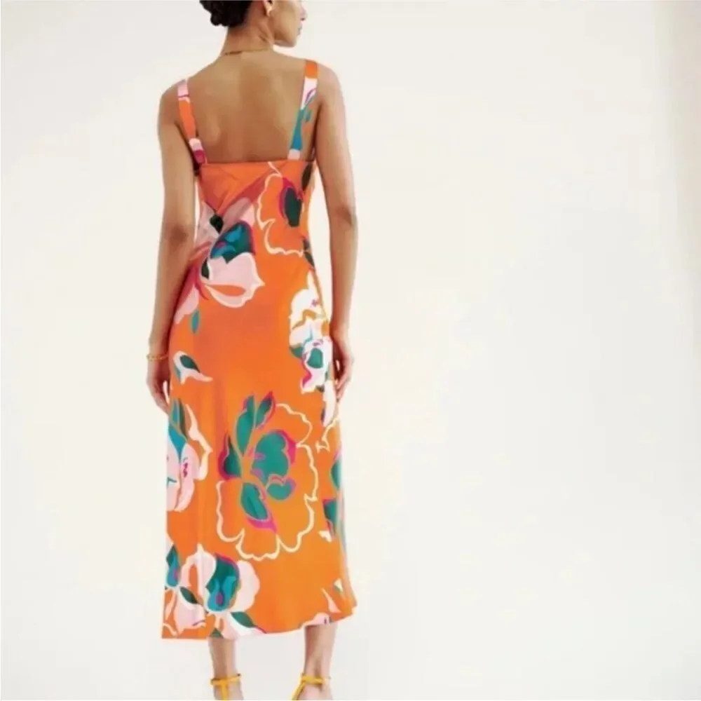 Reformation Daytona silk dress in “Electra” orange floral - Picture 8 of 11
